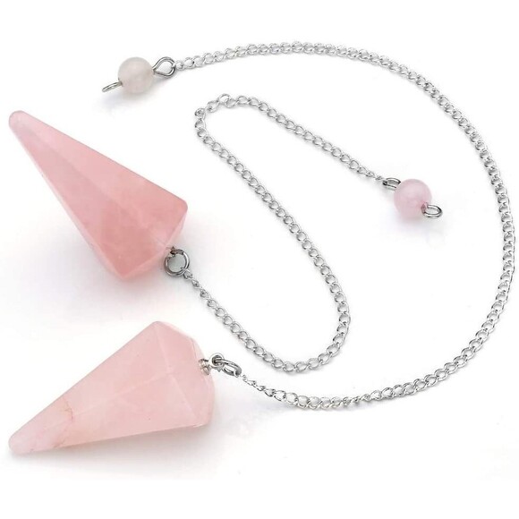 Reiki Infused Rose Quartz Crystal Pendulum - Picture 2 of 10
